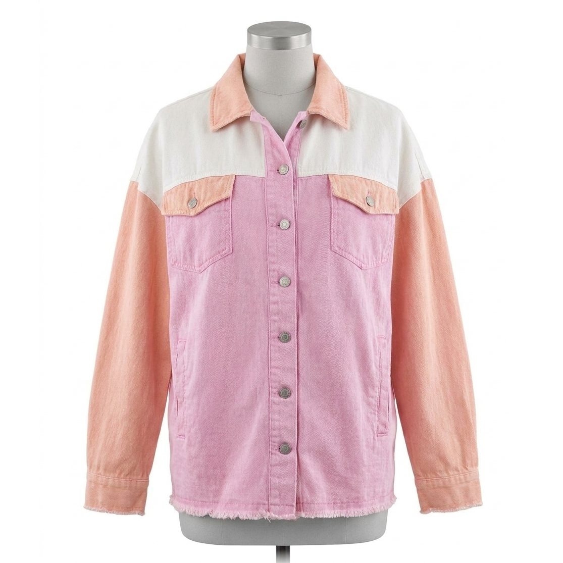 New Entro Colorblock Denim Jacket In Multi